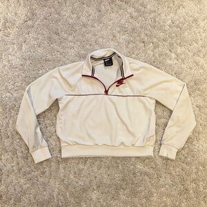 Nike Cream and Red Stand-Up Collar Sweatshirt